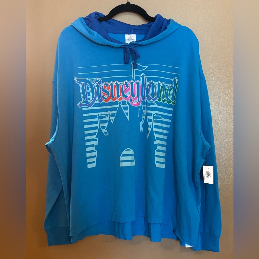 Disneyland Hoodie Women’s 1X Blue Sleeping Beauty’s Castle Disney Parks NWT
